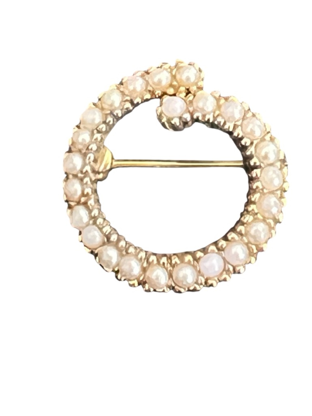 Gold Pearl Circle Brooch Classic Women's Jewelry